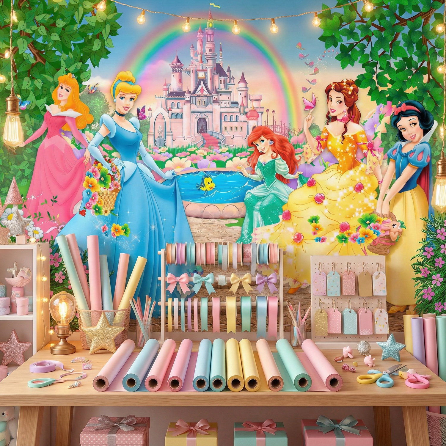 Poster xxl: Princesses et ch&acirc;teau Disney
