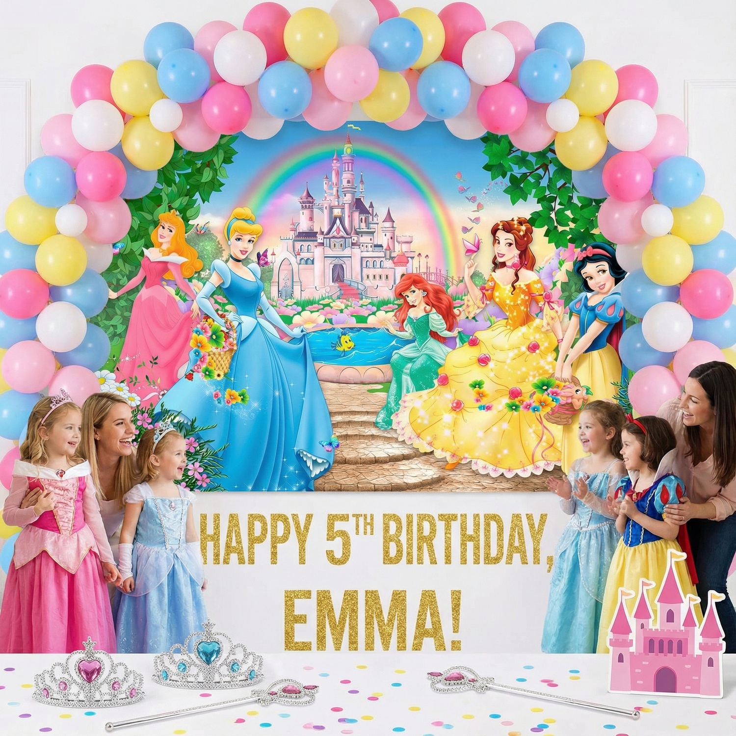 Poster xxl: Princesses et ch&acirc;teau Disney