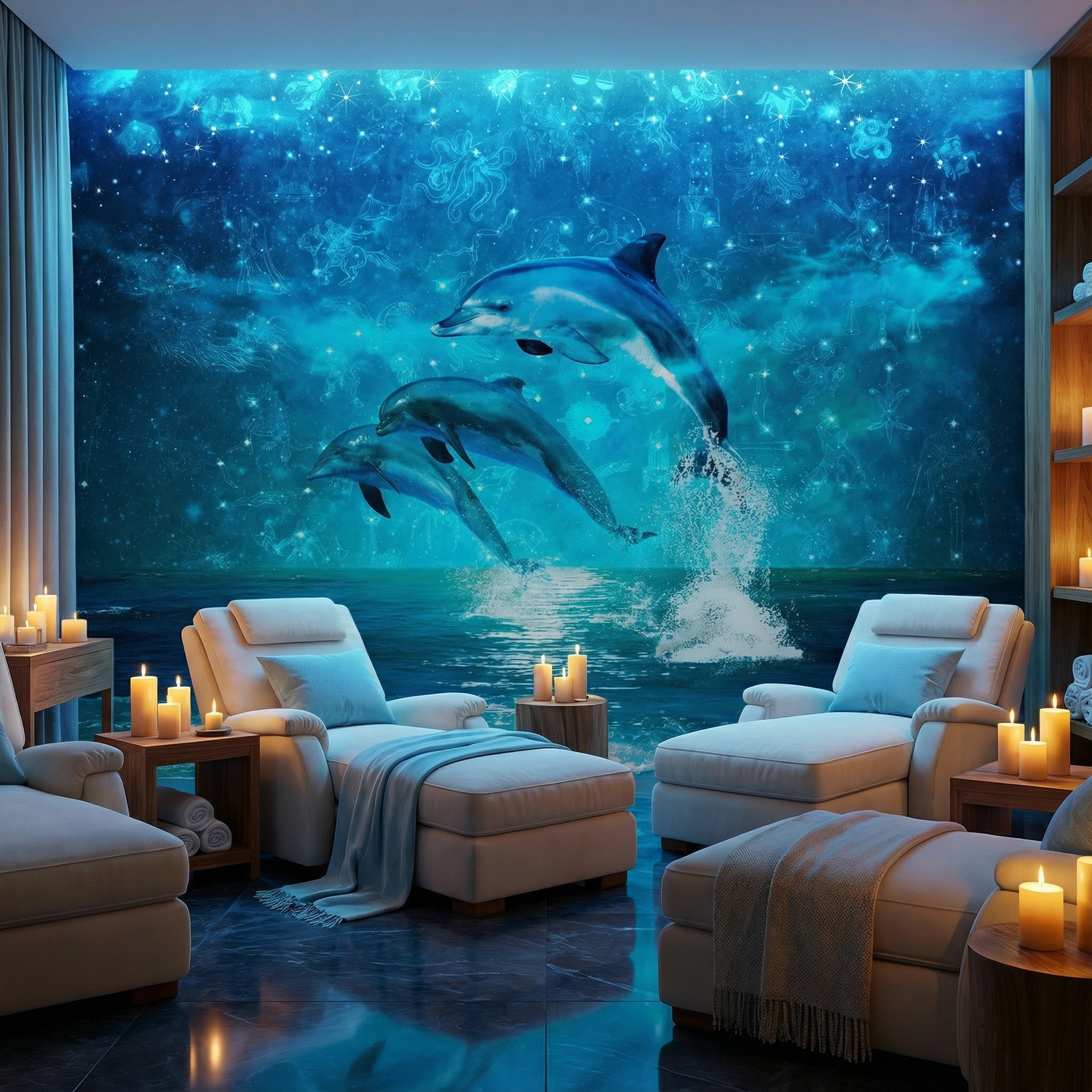 Poster xxl: Dauphins et constellations