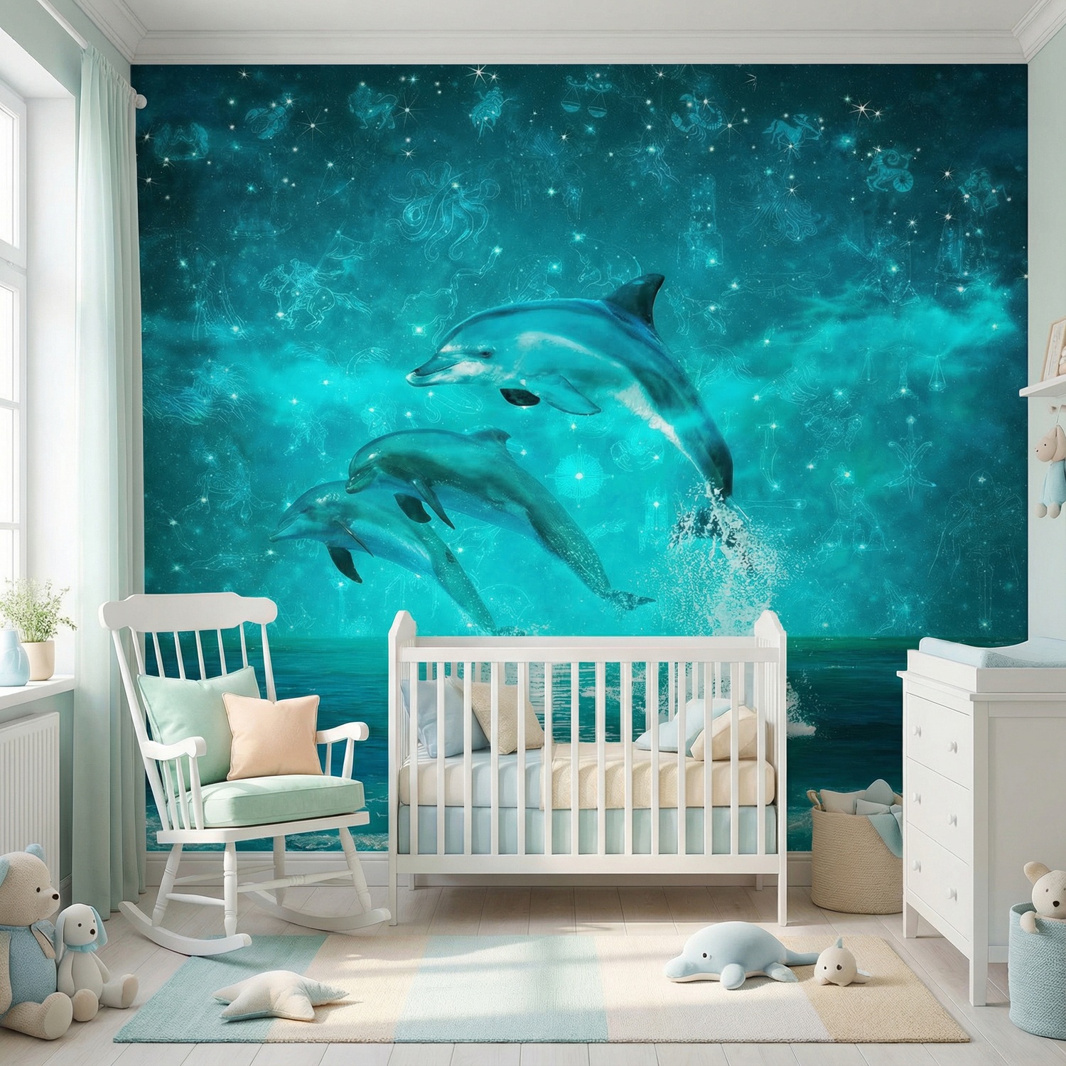 Poster xxl: Dauphins et constellations