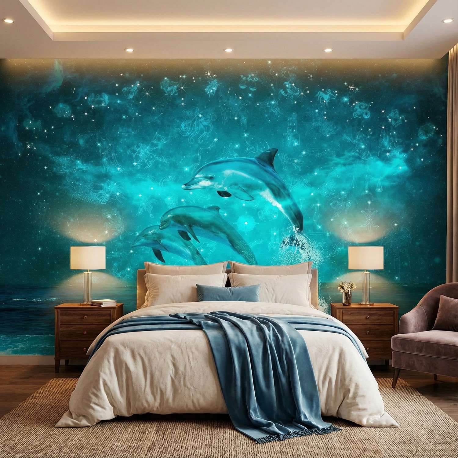 Poster xxl: Dauphins et constellations