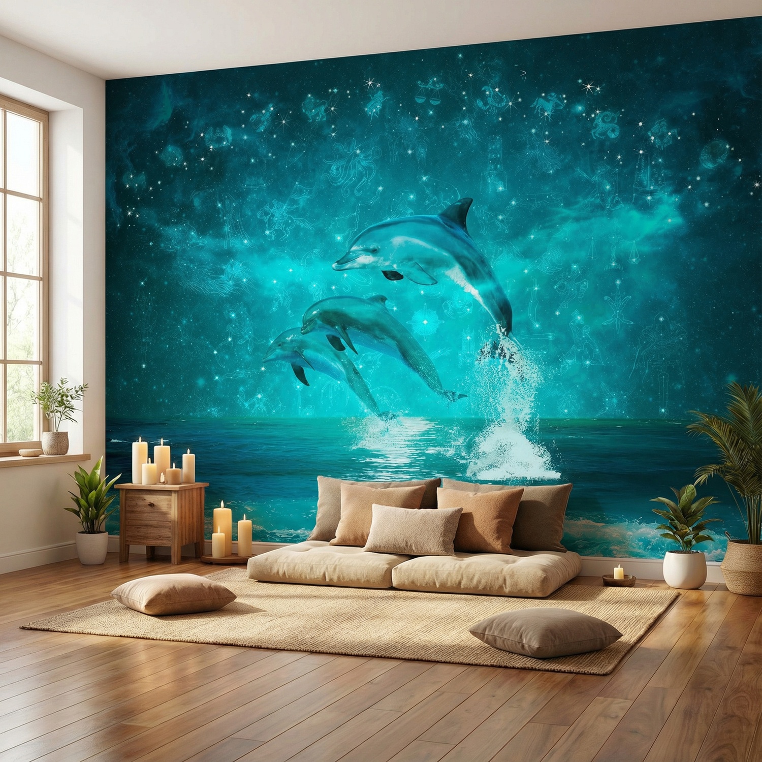 Poster xxl: Dauphins et constellations