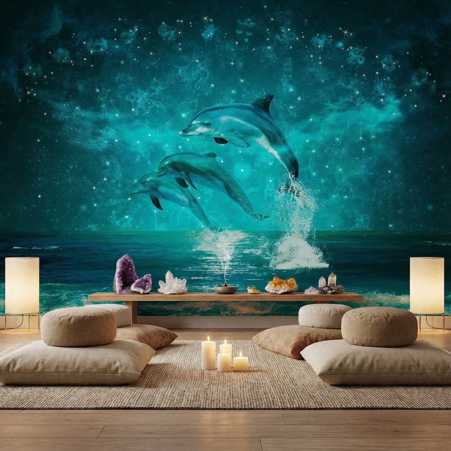 Poster xxl: Dauphins et constellations