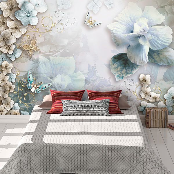 Poster xxl: Diamant fleurs et papillons