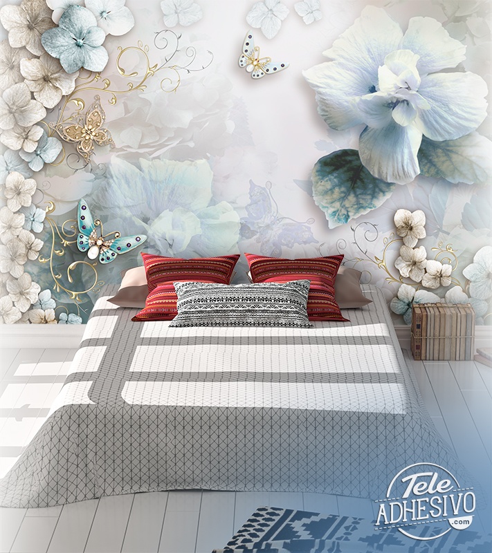 Poster xxl: Diamant fleurs et papillons