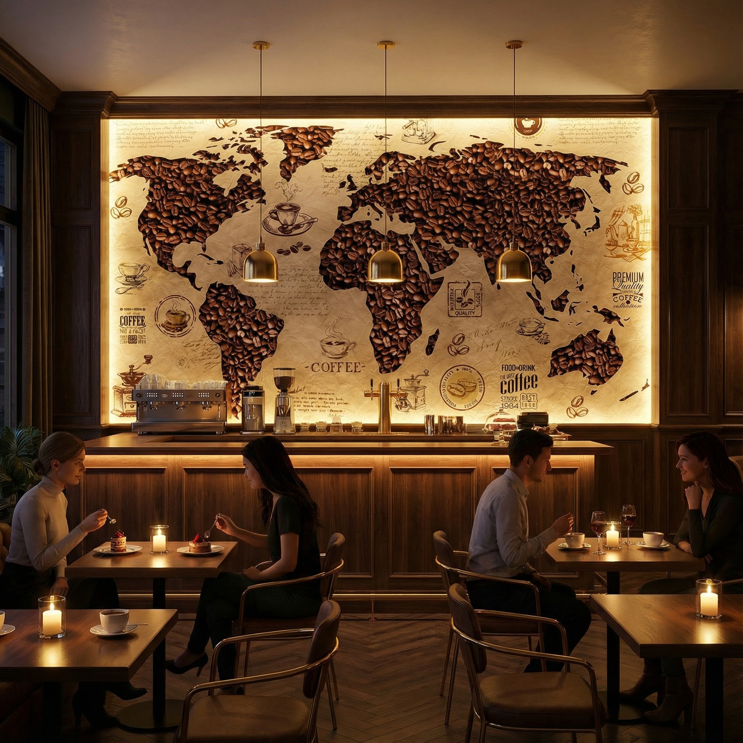 Poster xxl: Carte du monde du caf&eacute;