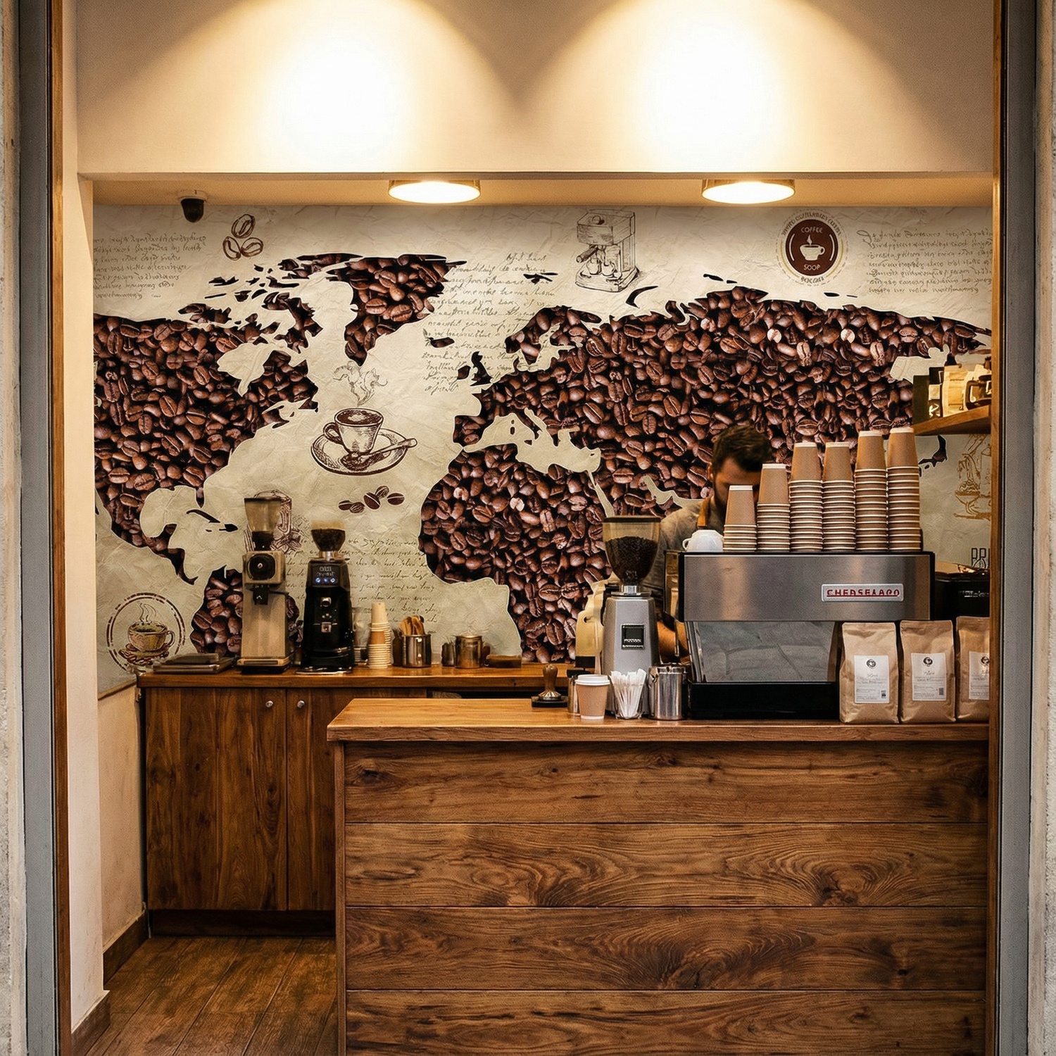 Poster xxl: Carte du monde du caf&eacute;