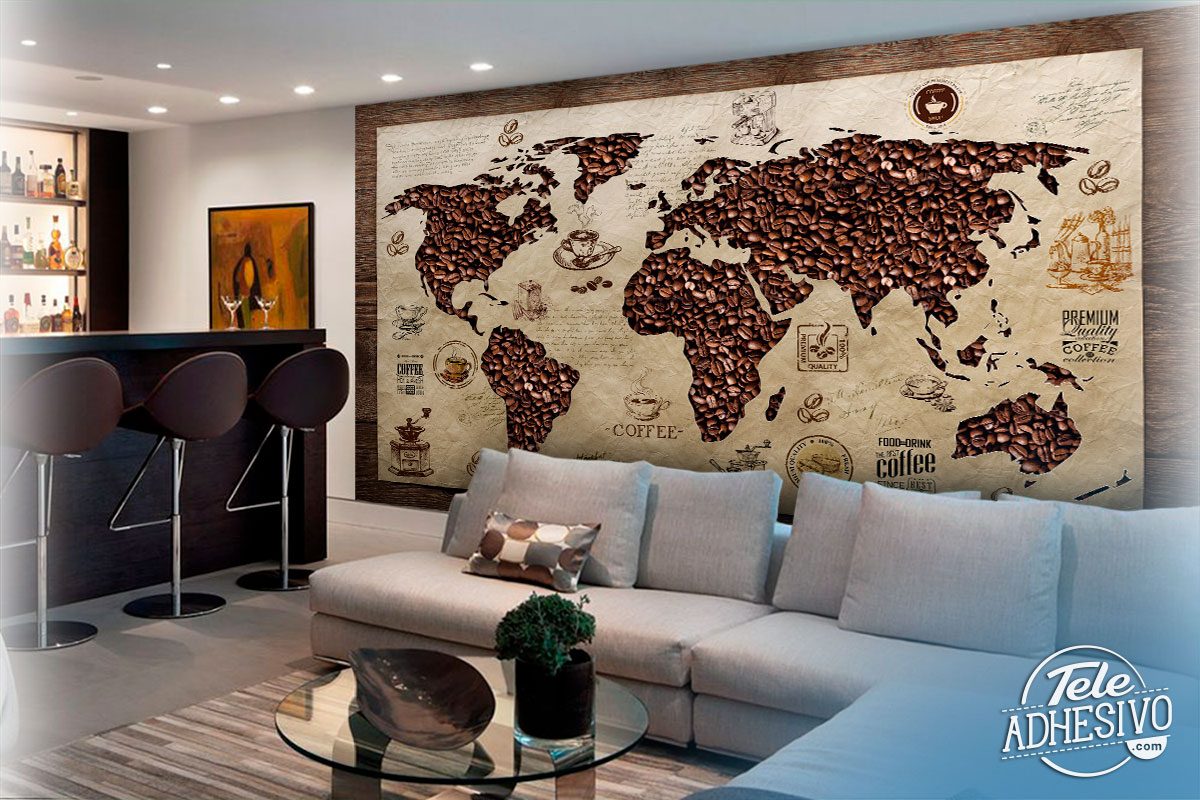 Poster xxl: Carte du monde du café