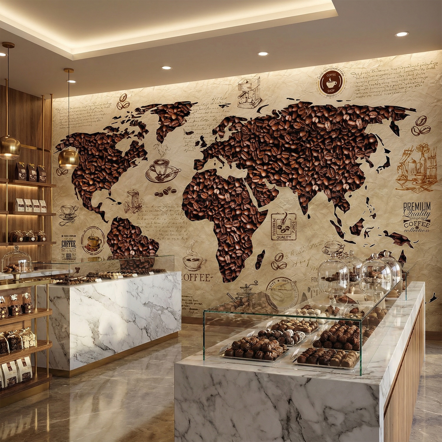 Poster xxl: Carte du monde du caf&eacute;
