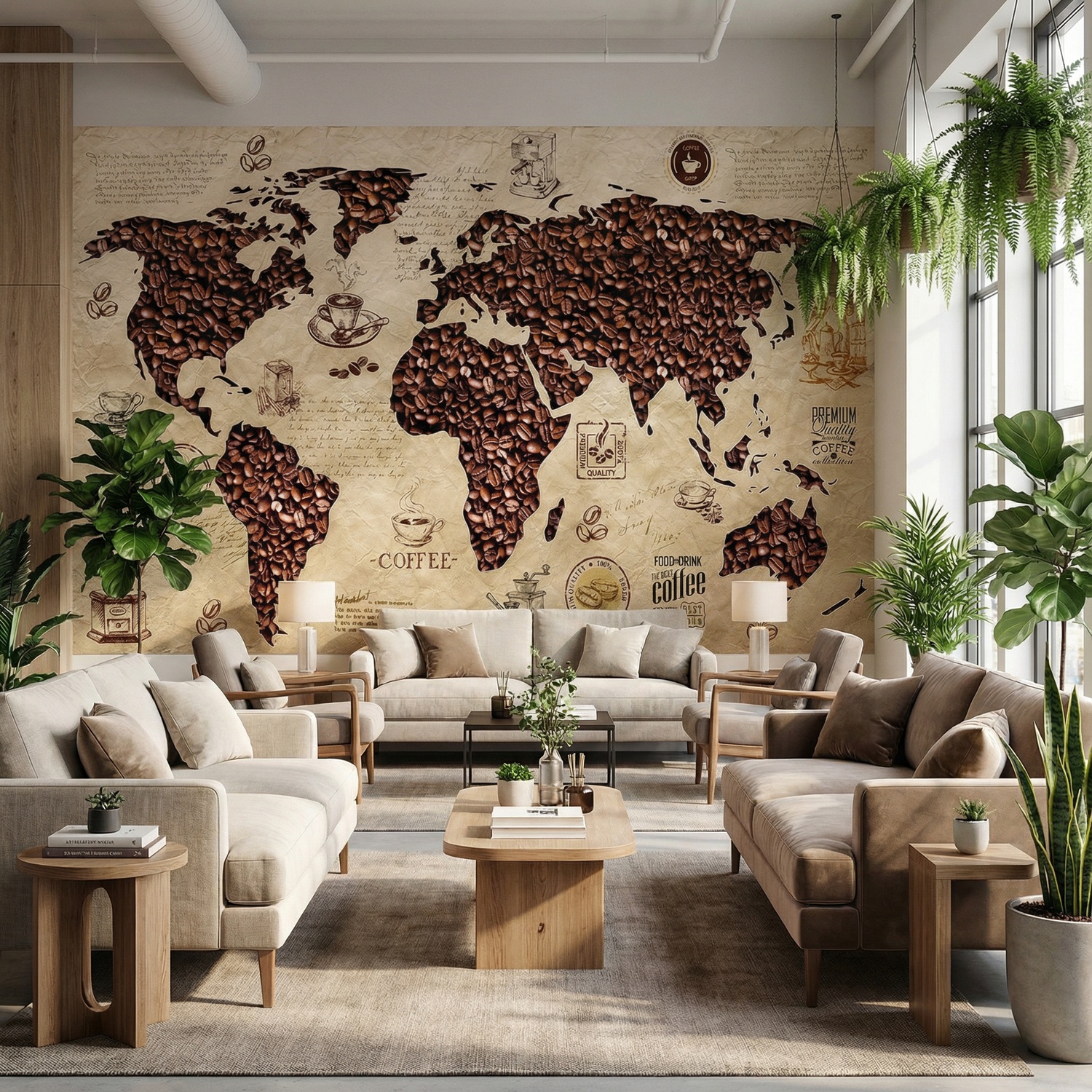 Poster xxl: Carte du monde du caf&eacute;