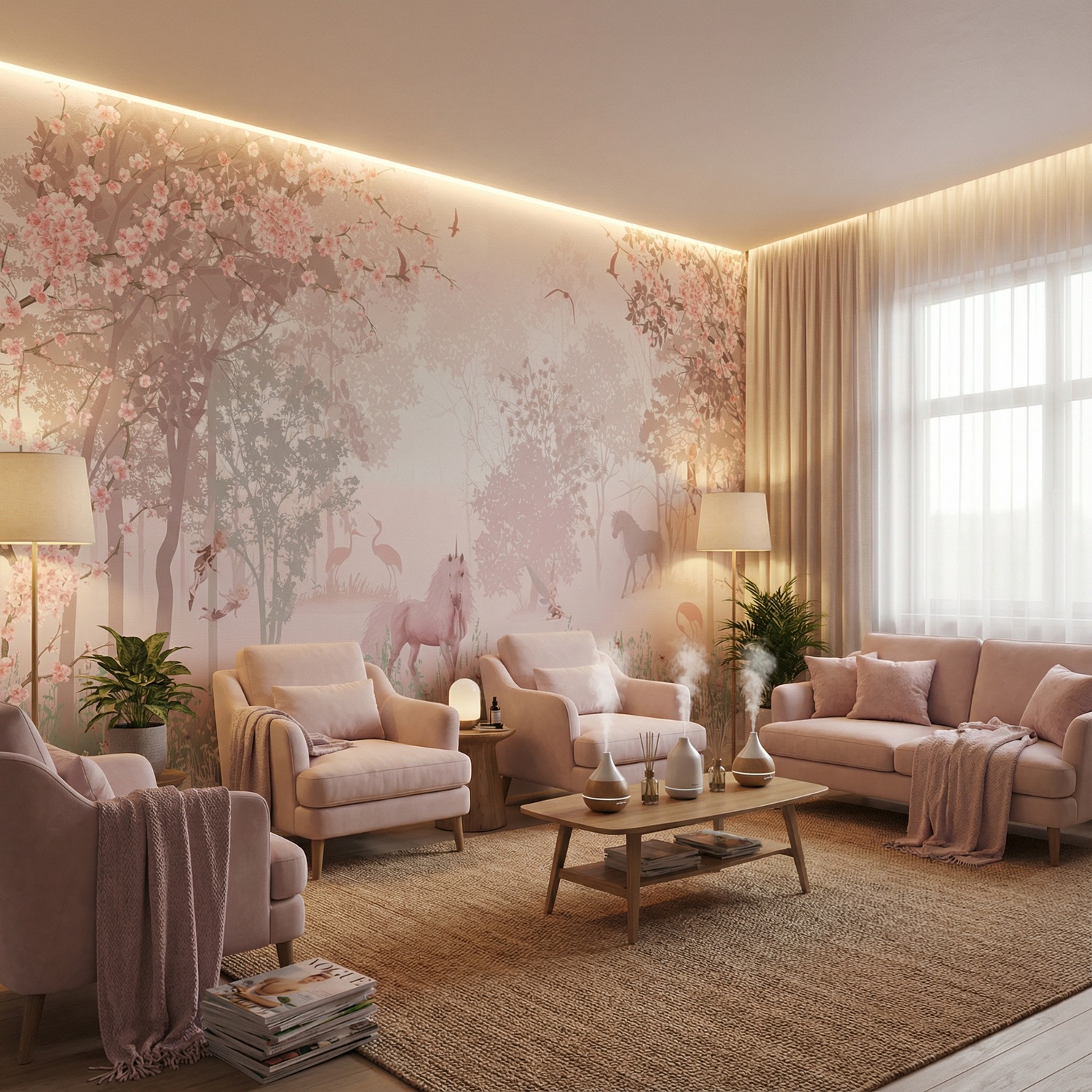 Poster xxl: Licorne dans la for&ecirc;t 