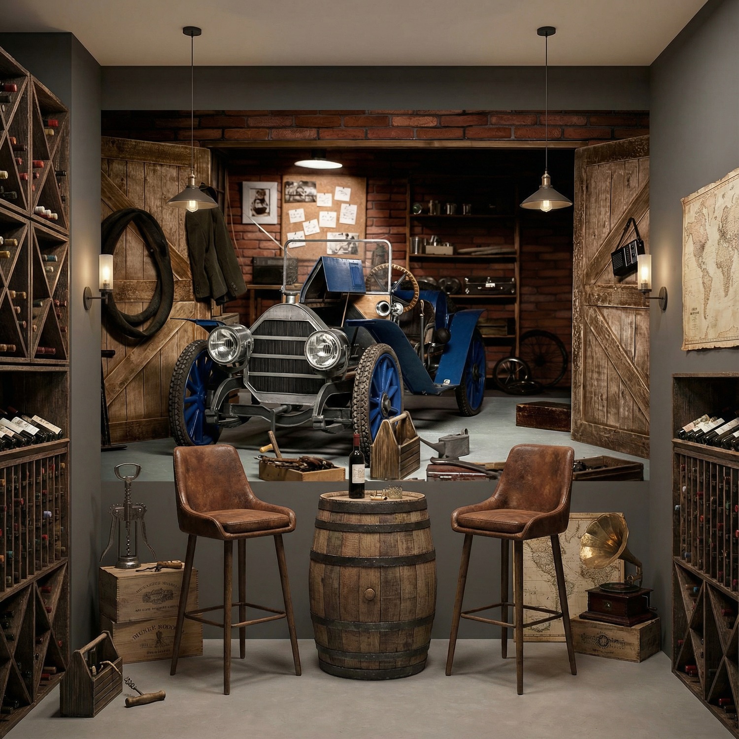 Poster xxl: Une vieille voiture dans le garage