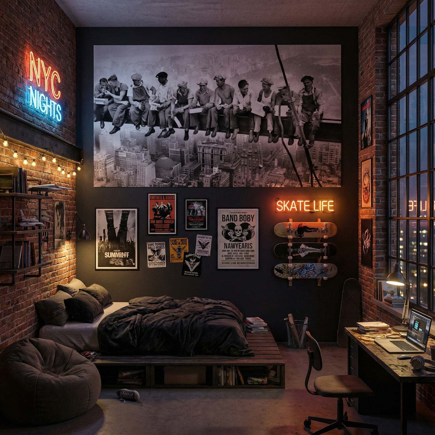 Poster xxl: Des travailleurs &agrave; la poutre