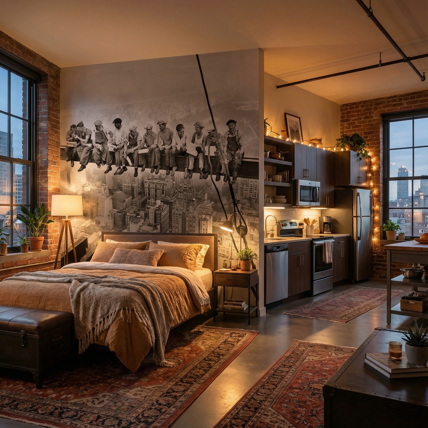 Poster xxl: Des travailleurs &agrave; la poutre