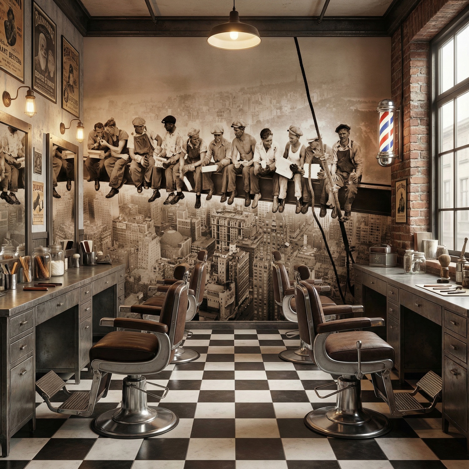 Poster xxl: Des travailleurs &agrave; la poutre