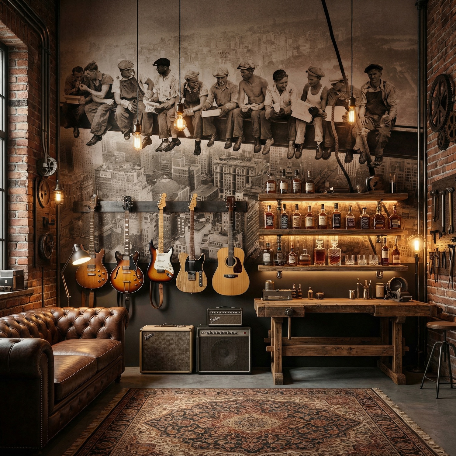 Poster xxl: Des travailleurs &agrave; la poutre