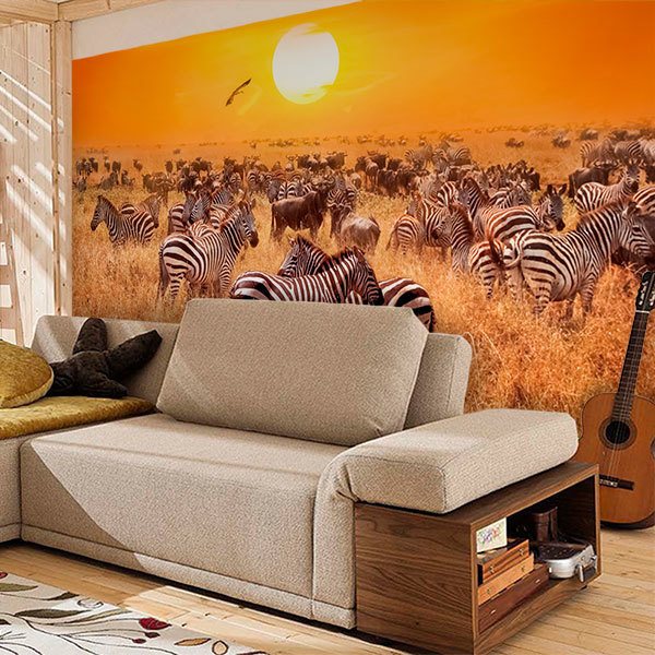 Poster xxl: Zèbres dans la savane