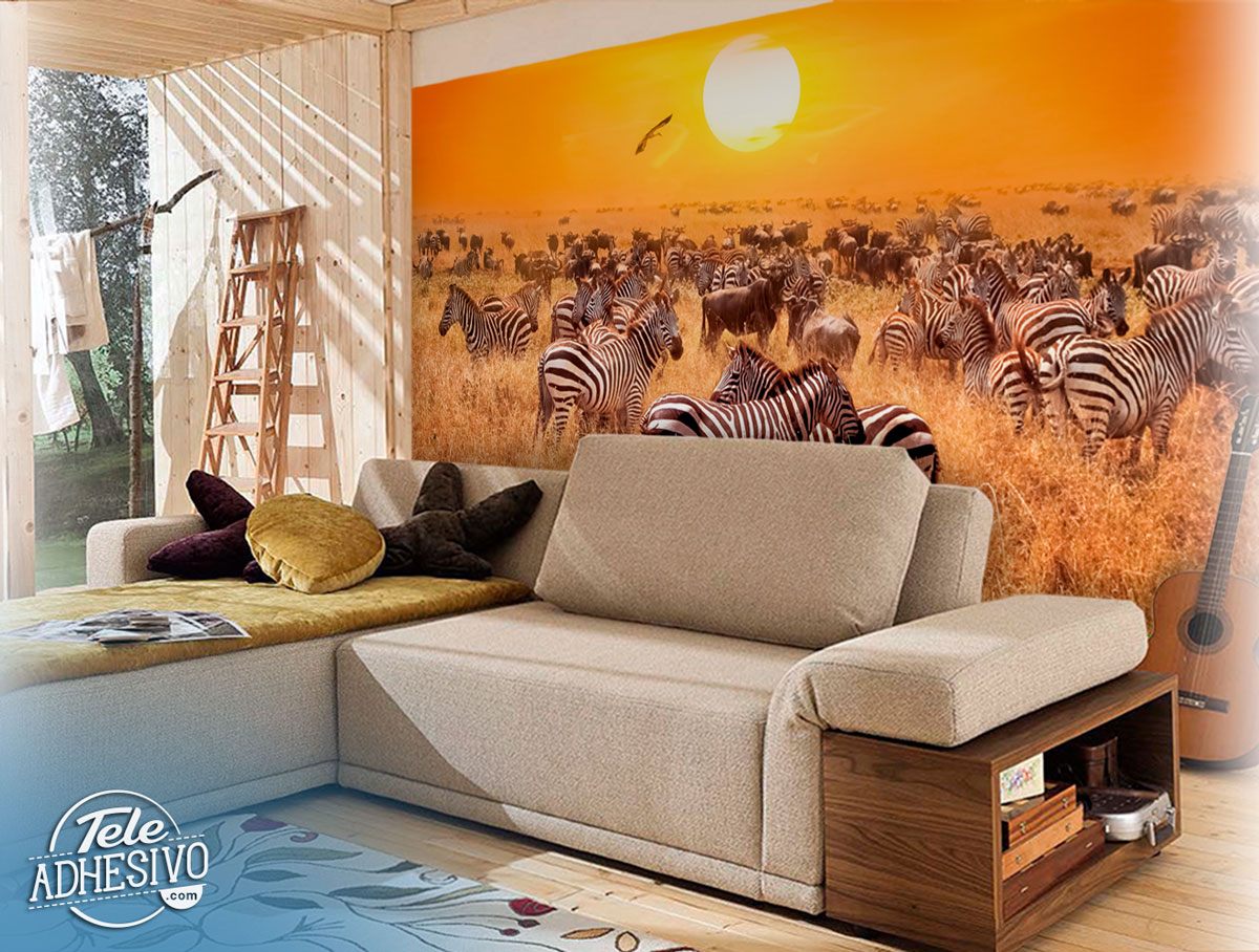 Poster xxl: Zèbres dans la savane