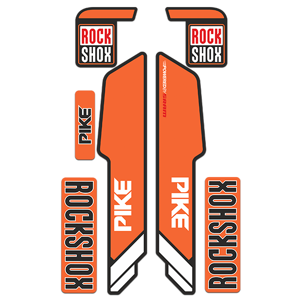 Autocollants: Fourches de v&eacute;lo Rock Shox Pike en orange et noir