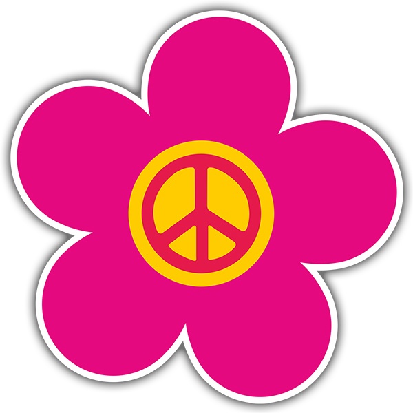 Autocollants: Fleur de la paix magenta