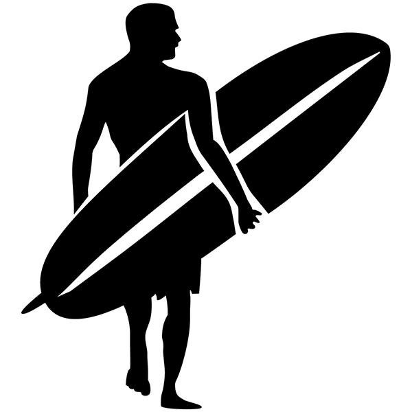 Autocollants: Surfeur sur le rivage
