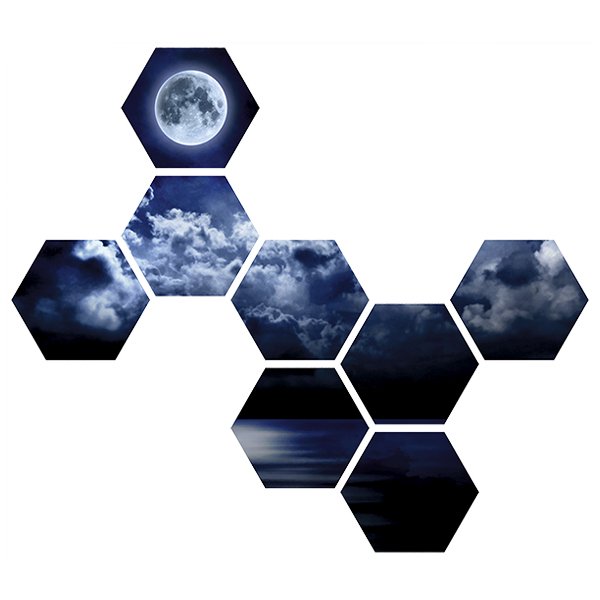 Stickers muraux: Kit Géométrique Lune sur la mer