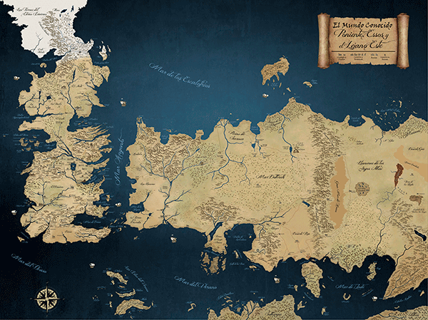 Stickers muraux: Carte des 7 royaumes Jeu des Trônes