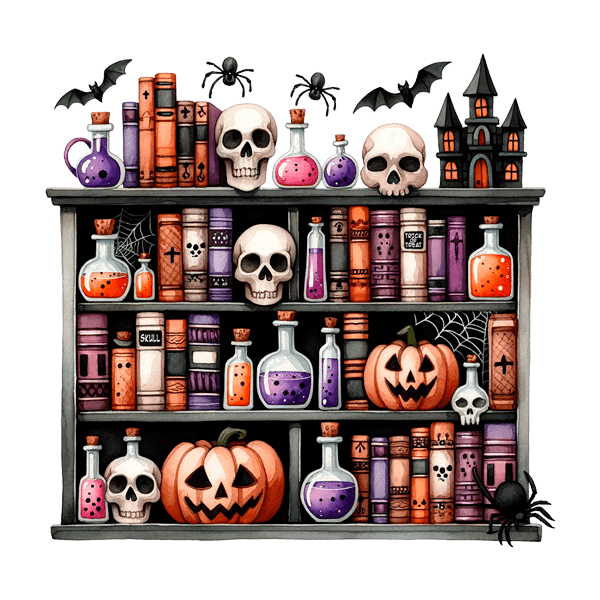 Stickers muraux: Étagère de sorts d'Halloween