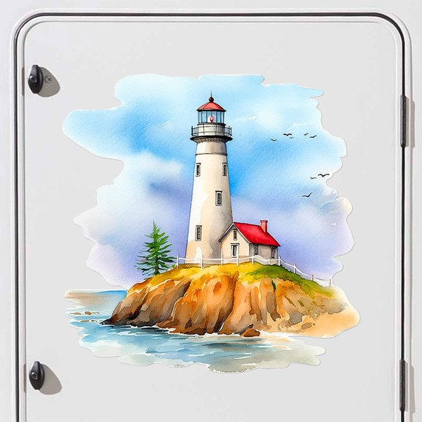 Stickers camping-car: Phare aquarelle