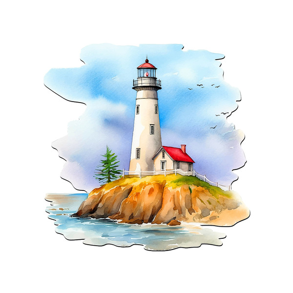 Stickers camping-car: Phare aquarelle