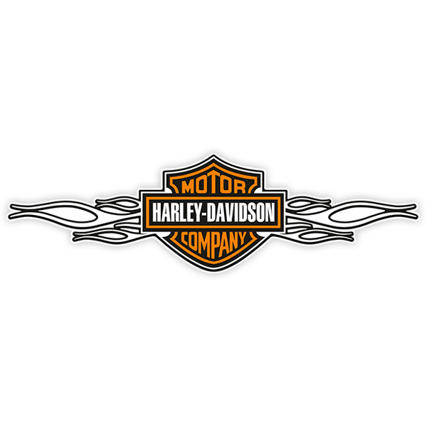 Autocollants: Harley Davidson flammes blanches 0