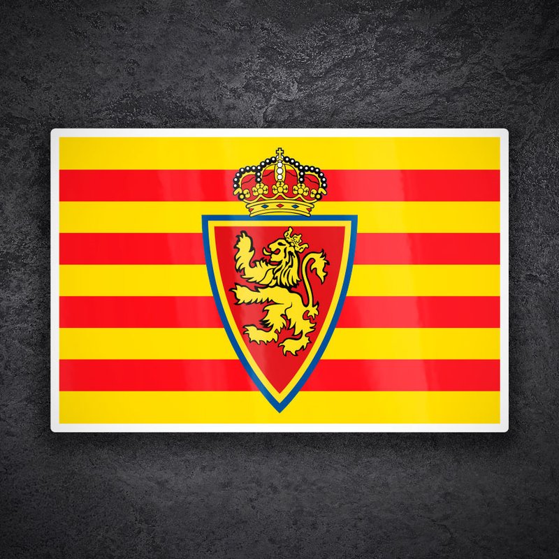 Autocollants: Drapeau d'Aragon avec &eacute;cusson du Real Saragosse
