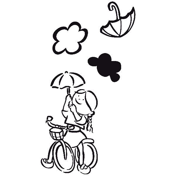 Stickers pour enfants: Petite fille à bicyclette