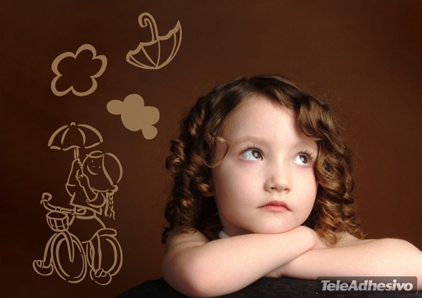 Stickers pour enfants: Petite fille à bicyclette