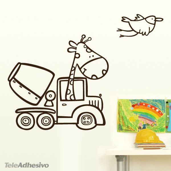 Stickers pour enfants: Girafe dans une bétonnière