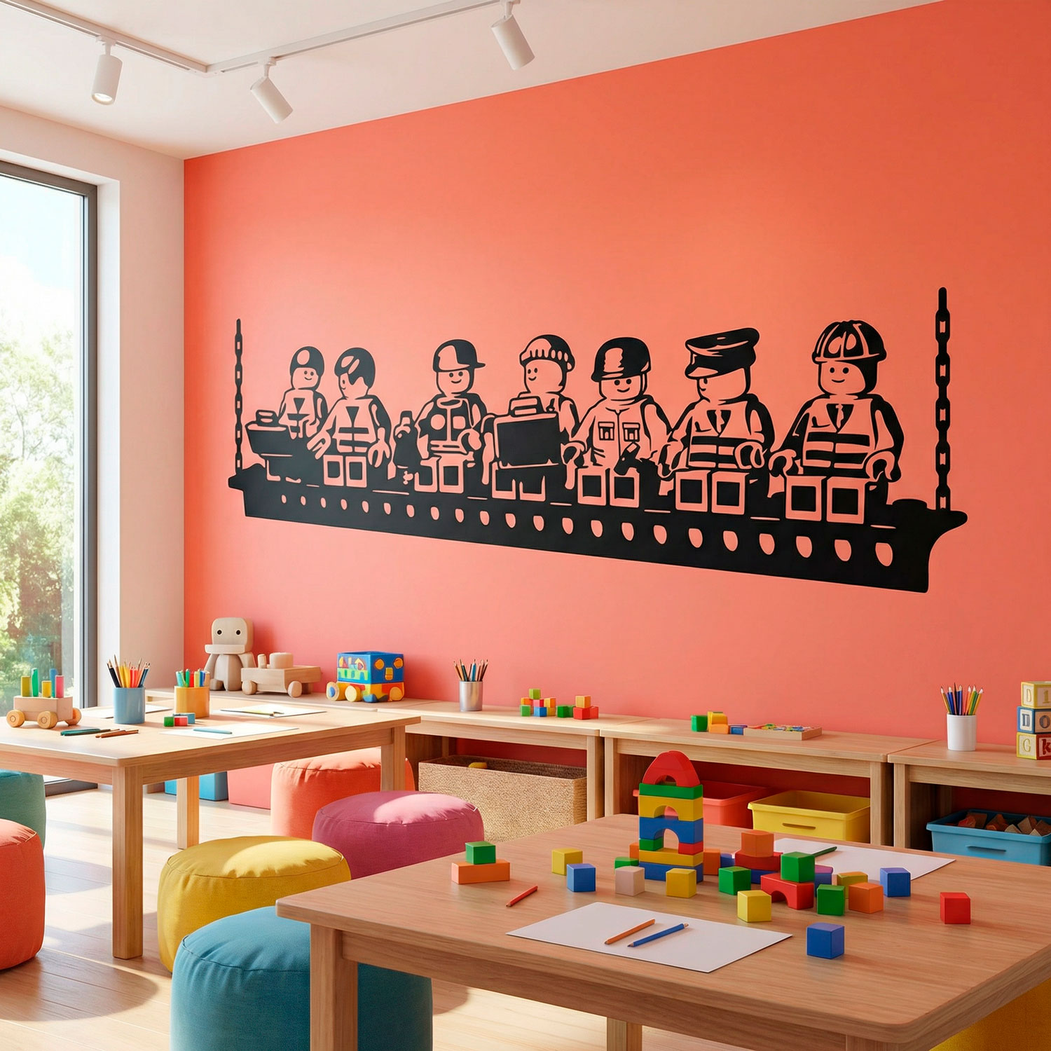 Stickers pour enfants: D&eacute;jeuner des travailleurs de Lego