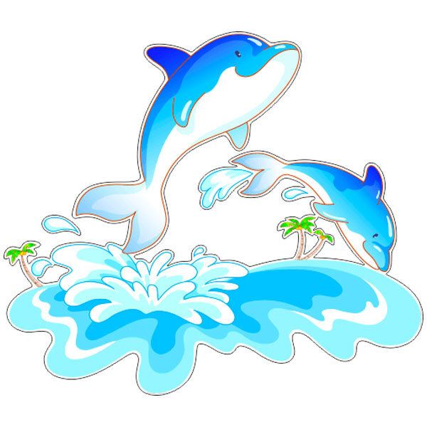 Stickers pour enfants: Dauphins et vagues