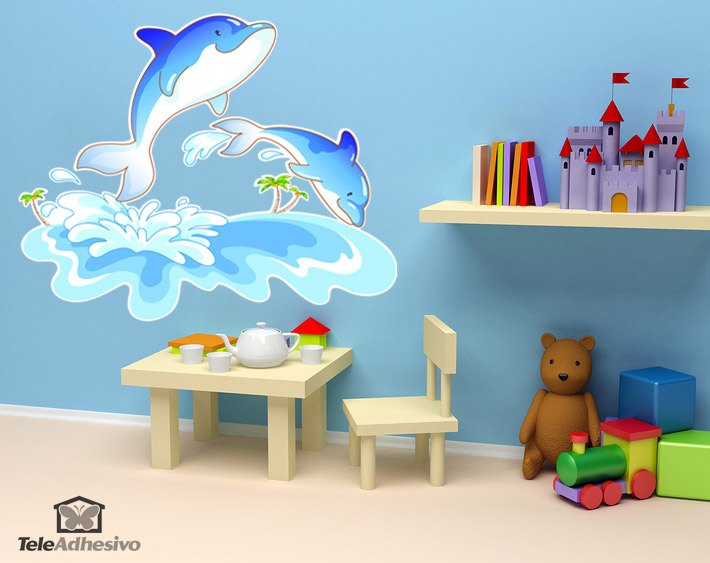 Stickers pour enfants: Dauphins et vagues