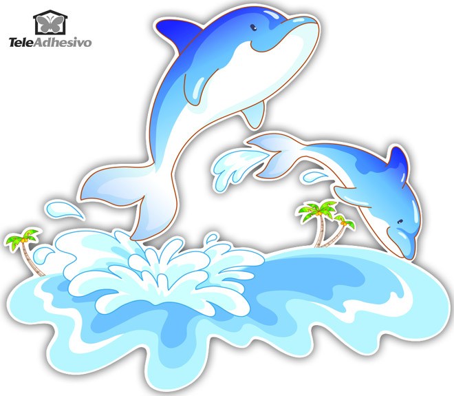 Stickers pour enfants: Dauphins et vagues