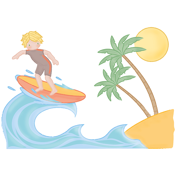 Stickers pour enfants: Surf à côté de la plage