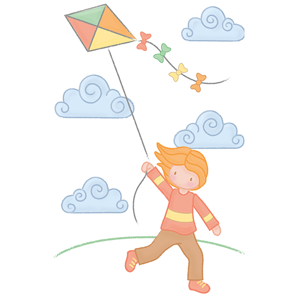 Stickers pour enfants: Fille faisant voler le cerf-volant