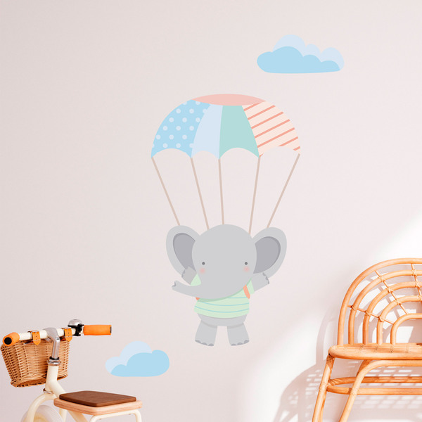 Stickers pour enfants: Éléphant en parachute