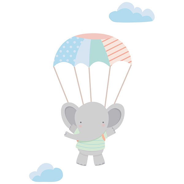 Stickers pour enfants: Éléphant en parachute