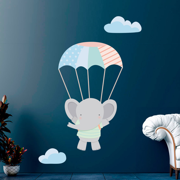 Stickers pour enfants: Éléphant en parachute