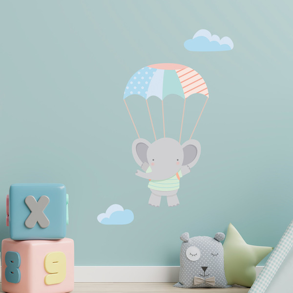 Stickers pour enfants: Éléphant en parachute