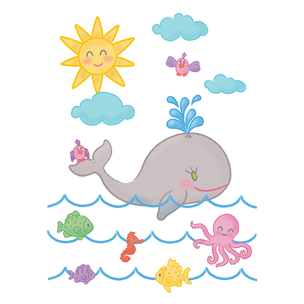 Stickers pour enfants: La baleine et locéan
