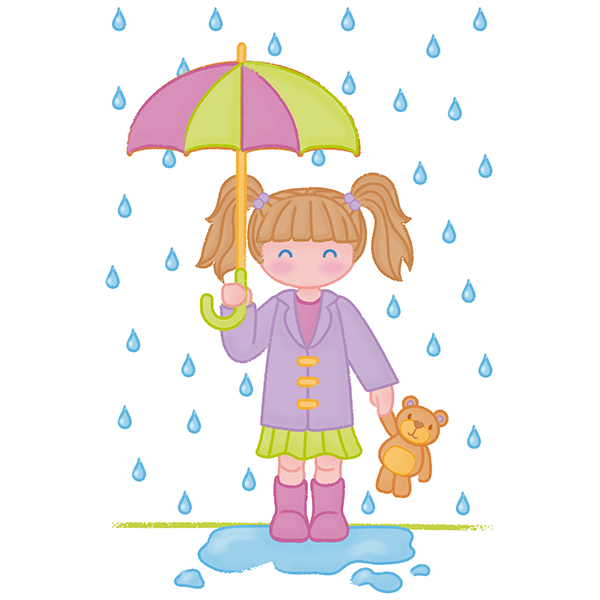 Stickers pour enfants: Fille sous la pluie