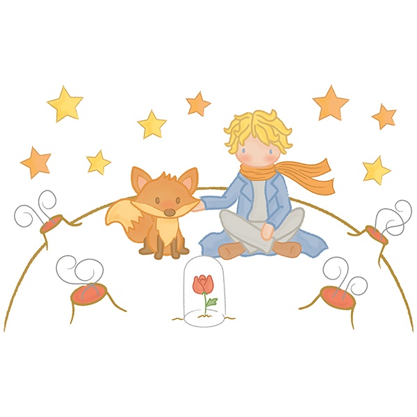 Stickers pour enfants: Le petit prince et le renard sur la lune