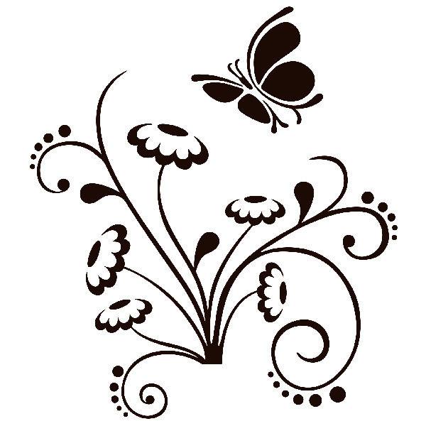 Stickers muraux: Ornement floral et le papillon