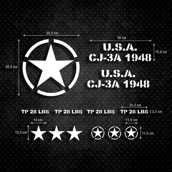 Autocollants: Kit 13X Autocollant pour la Jeep Army Star